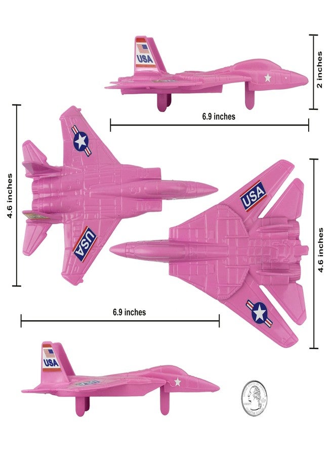 Tim Mee Toy TimMee Plastic Army Men Combat Fighter Jets - 4pc Pink Airplanes Made in USA - Image 2